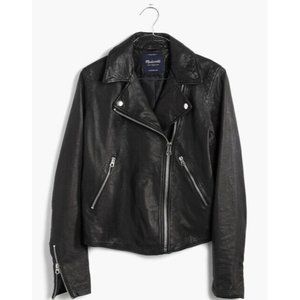 Madewell Washed Leather Moto Jacket in Black Size S $498 E0488